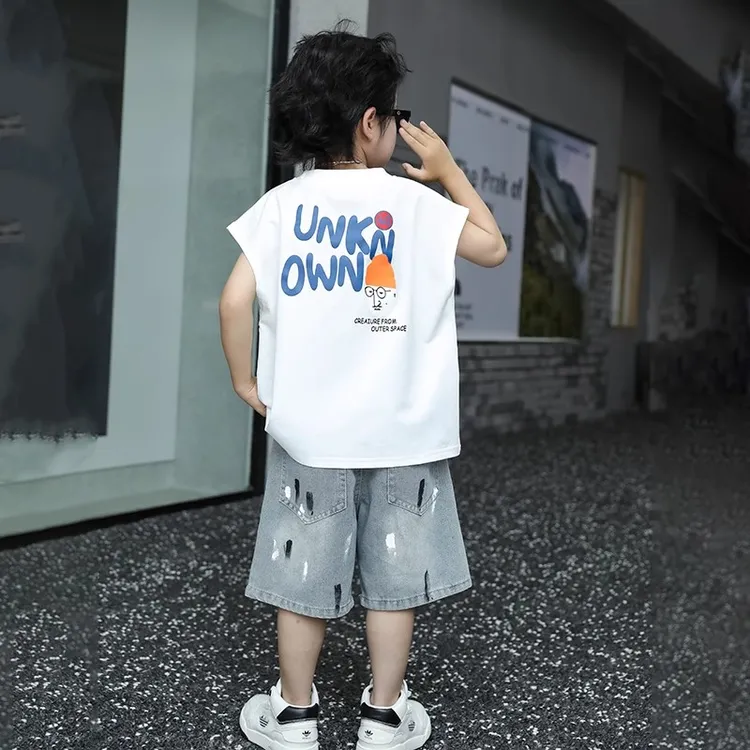 儿童夏季无袖上衣男童背心夏款宝宝透气纯棉坎肩小童夏装内搭薄款