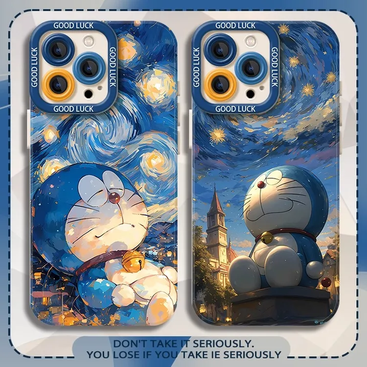 油画哆啦A梦适用iPhone15promax手机壳苹果16plus创意14/13复古12