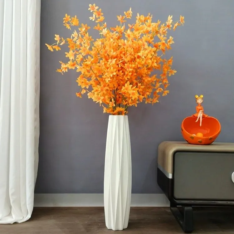 仿真文心兰客厅落地假花简约大气装饰花迎春花婚庆电视柜