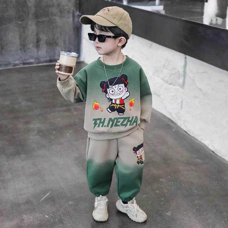MK&UR.BV秋季春秋男哪吒11岁男孩秋季套装卡通动漫套头休闲风