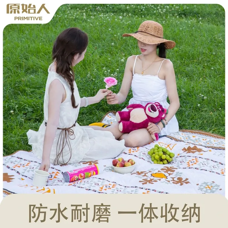 原始人云锦野餐垫防潮垫露营垫加厚户外露营折叠户外防水春游野餐