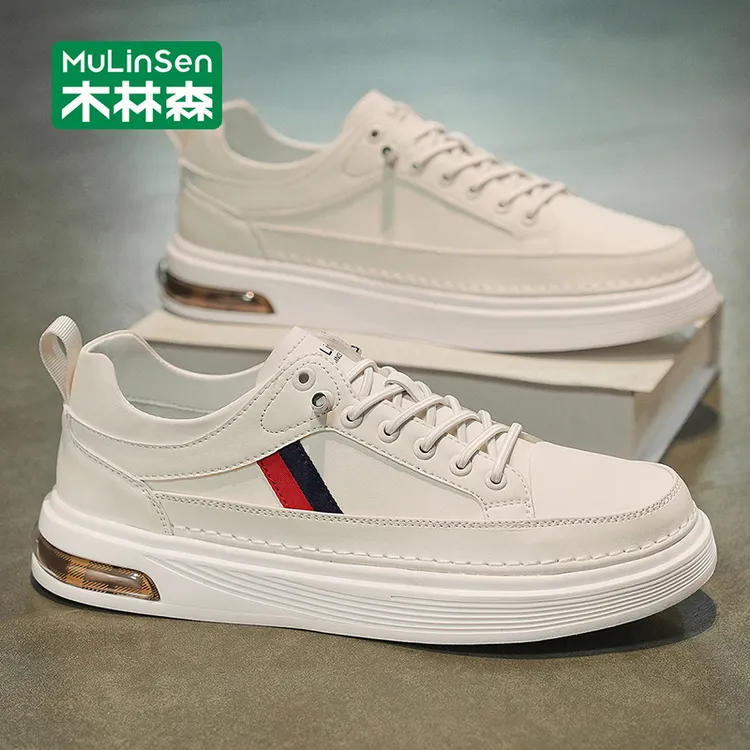 木林森休闲男鞋2025新款秋季运动板鞋透气小白潮鞋一脚蹬工作皮鞋