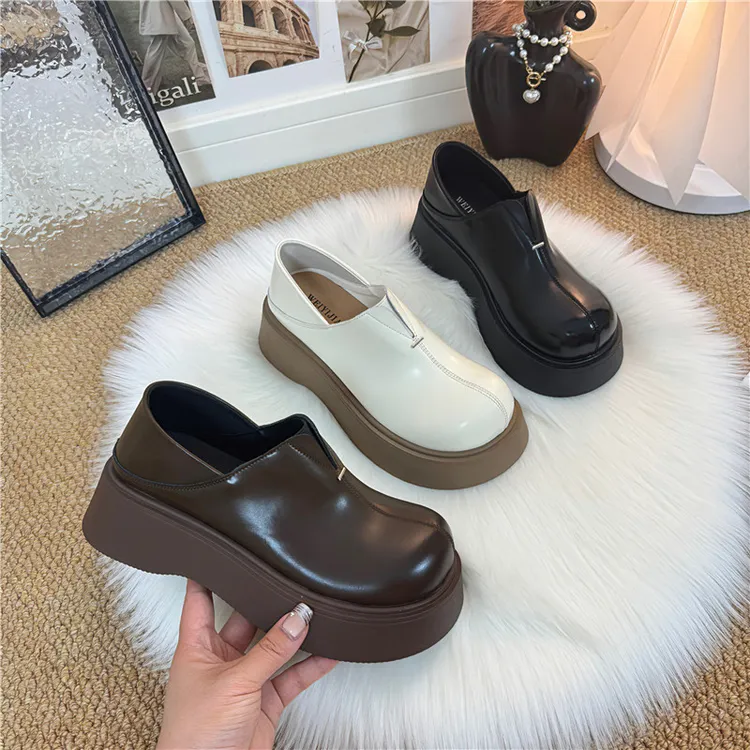 英伦风时尚百搭厚底增高乐福鞋2025春季新款博肯鞋一脚蹬两穿单鞋