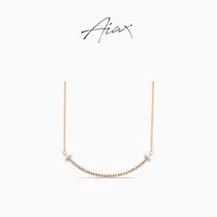 AIAX 925银 镀K金  时尚气质百搭初恋简约经典微笑项链TSJ9395