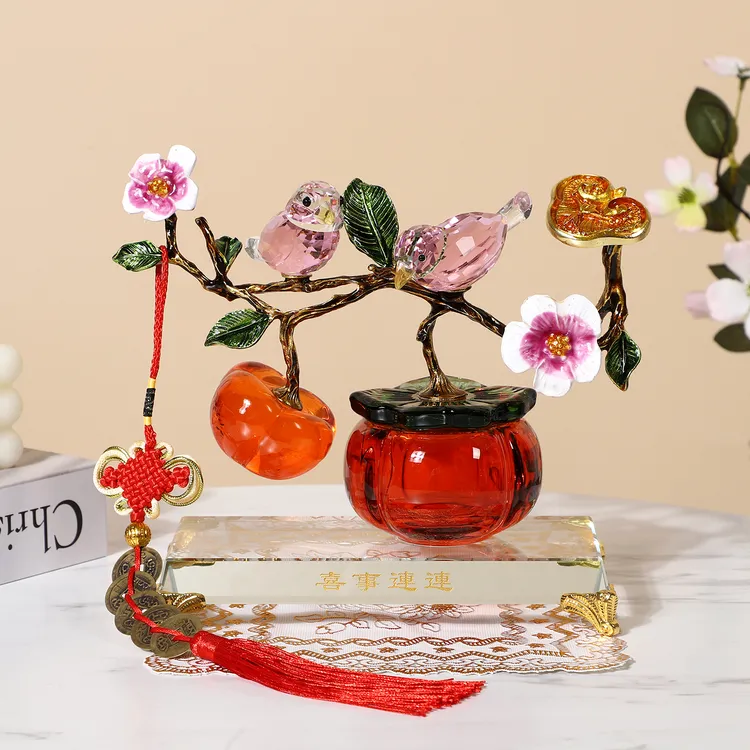 水晶摆件柿柿如意酒柜办公桌书桌茶几影视柜玄关柜装饰品