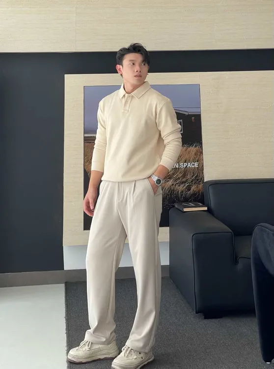 秋冬长裤直筒西裤男裤厚款男士抗皱弹力松紧腰纯色休闲西裤西装裤