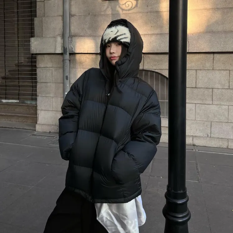 白鸭绒羽绒服短款女装2025年秋冬新款小个子宽松情侣加厚面包外套