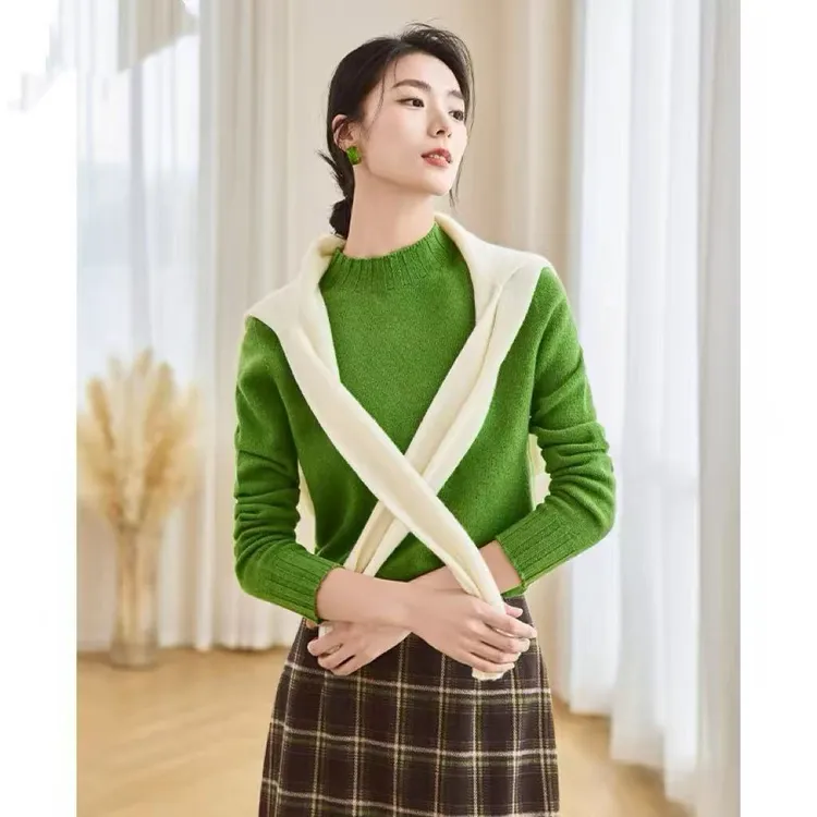 高奢秋冬新款气质百搭厚款100全羊毛百搭半高领打底衫3571