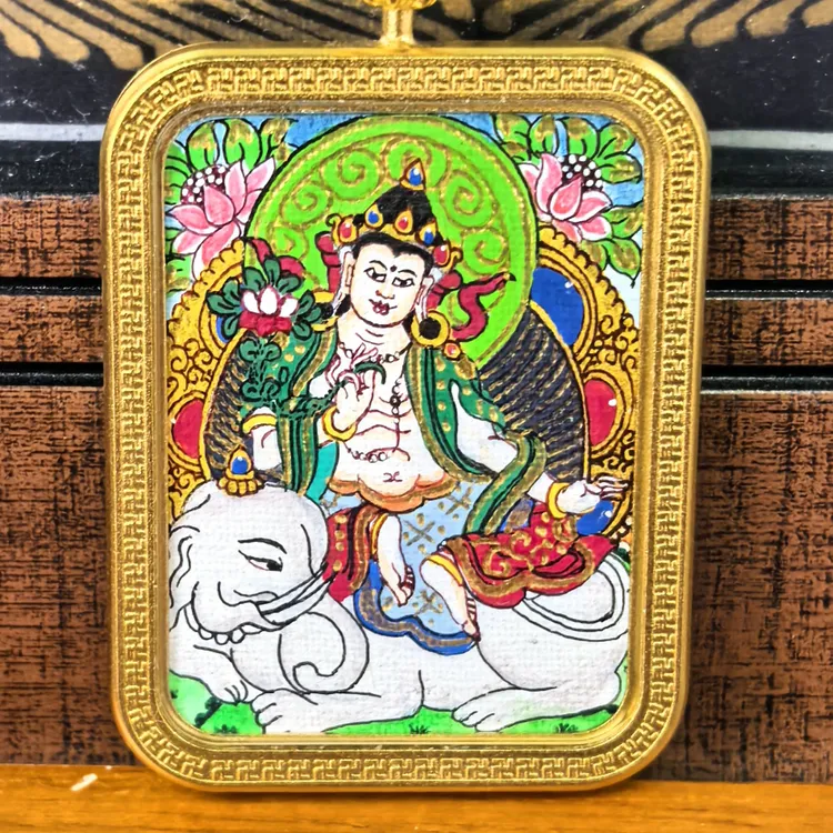 西藏纯手绘黄财神绿度母文殊普贤大势至虚空藏不动明王等等吊坠