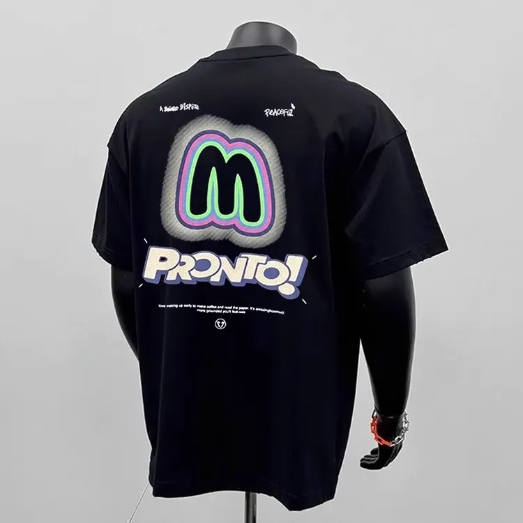 奥特莱斯~专柜撤柜大码2~300斤高级感纯棉潮牌T恤男女款短袖上衣