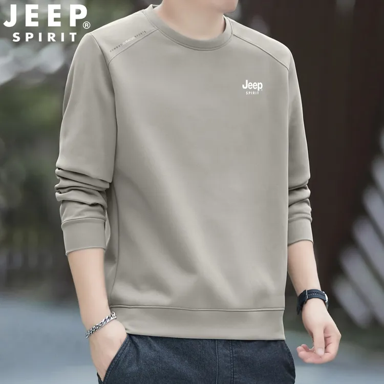 JEEP吉普卫衣男圆领春秋新款百搭宽松长袖体恤运动外套上衣打底衫