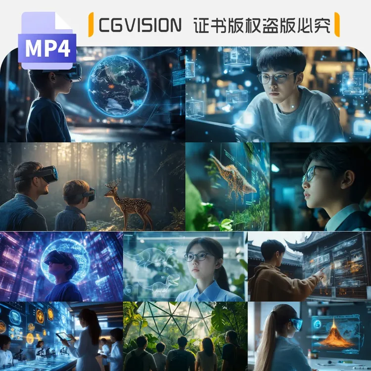 智慧教育VR教学虚拟现实课堂学习人工智能未来科技校园ai视频素材