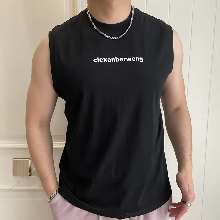 夏季男士无袖背心美式男款圆领t恤健身潮流透气凉爽坎肩9918