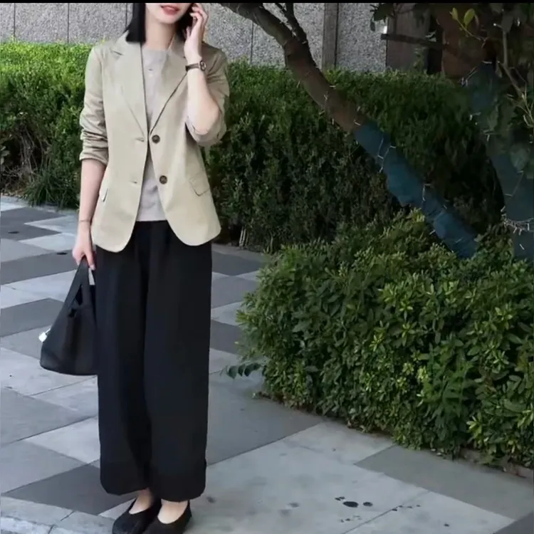 秋季新款韩版休闲气质短款西装外套休闲裤女装修身显瘦