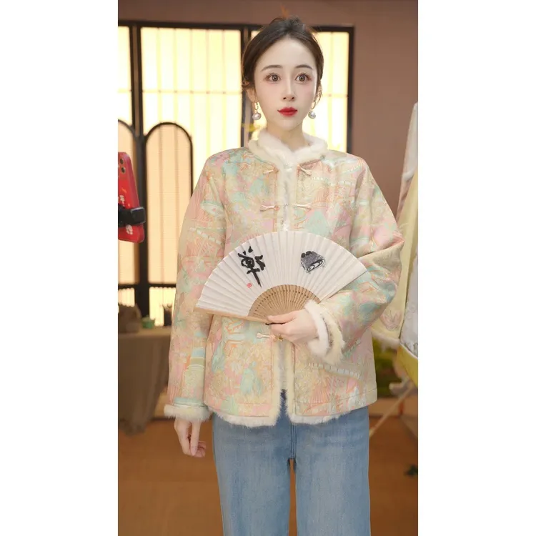 亭亭月见】25年冬季新款水貂毛外套香云老料新中式上衣双面穿085