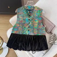 2025秋新款提花拼接马夹新中式织金纱马甲金丝绒高质感穿搭