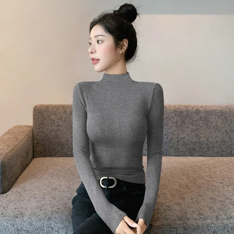 半高领打底衫女2025新款秋冬保暖内搭高级感修身薄款黑色百搭上衣