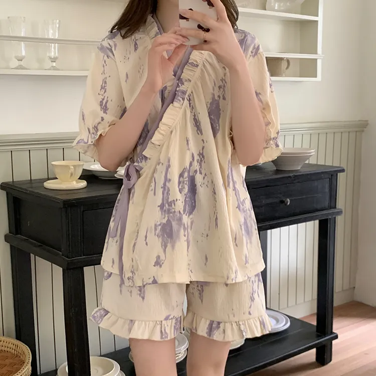 女大睡衣女款爆款2025新款夏甜美风可外穿大码短袖宽松家居服套装