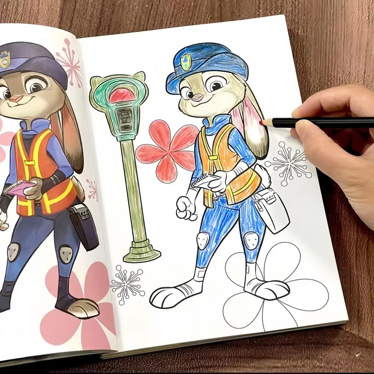 新款动画疯狂动物城卡通涂色书适合3-6岁宝宝涂鸦绘画画描摹画本