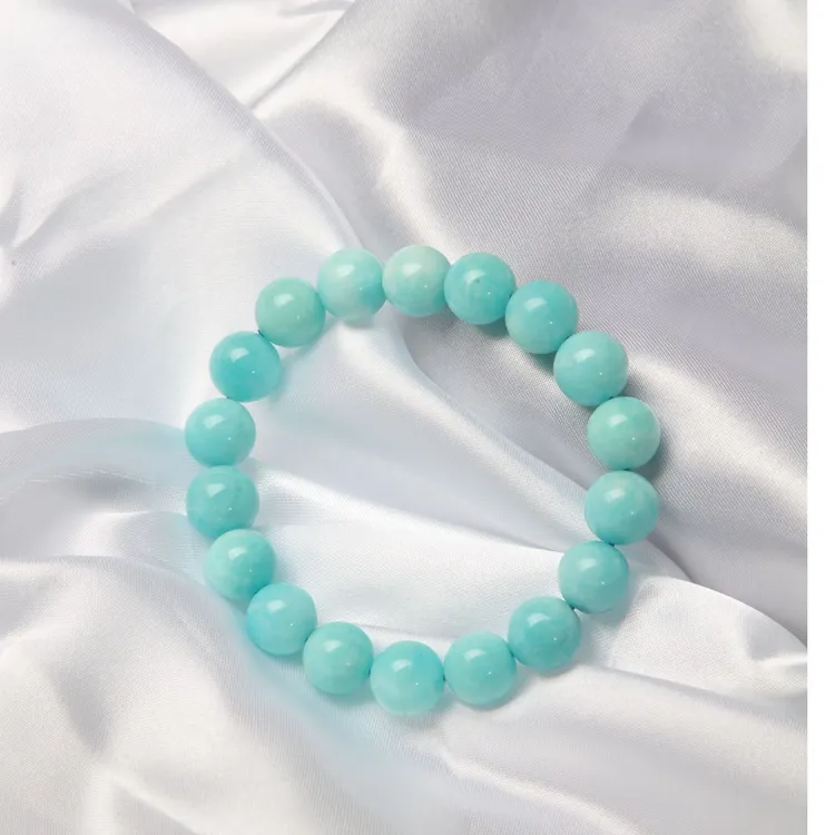 水晶 天然天河石手链 颜色漂亮女款蓝色素圈单圈时尚精美国风