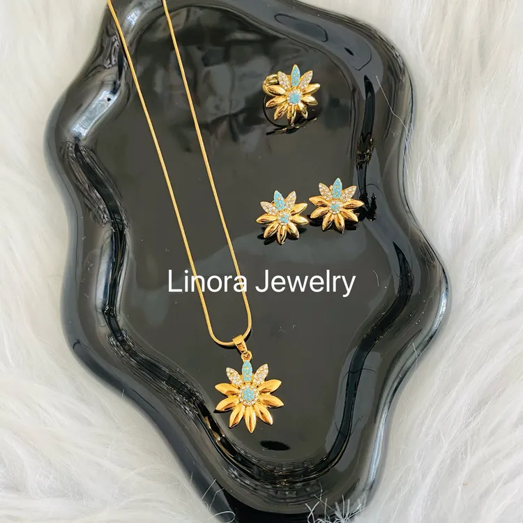 铜合金项链 Linora 小太阳三件套套装简约百搭气质饰品