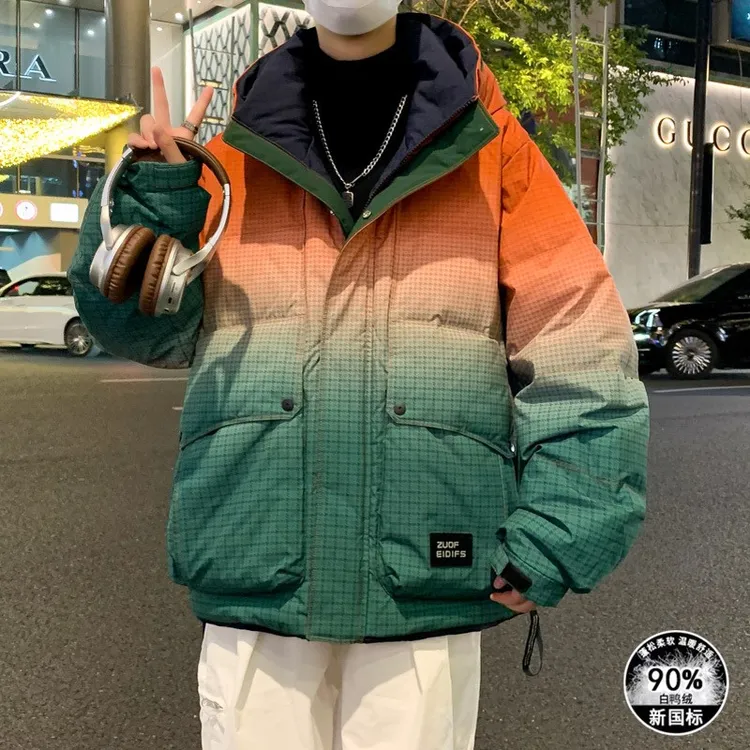 巴拉童年巴拉冬季渐变羽绒服青少年男孩短款潮牌加厚帅气大童初高