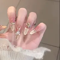 【香槟兔兔】纯手工穿戴甲爆款豹纹美甲显白气质法式猫眼款美甲