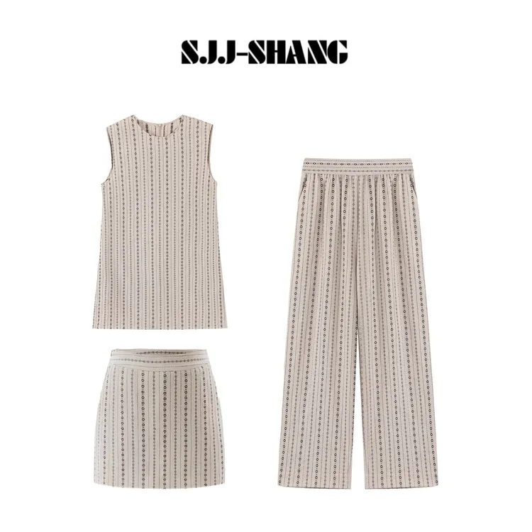SJJ-SHANG【原麻小花】25ss新款亚麻+棉度假系列花纹套装q134872p
