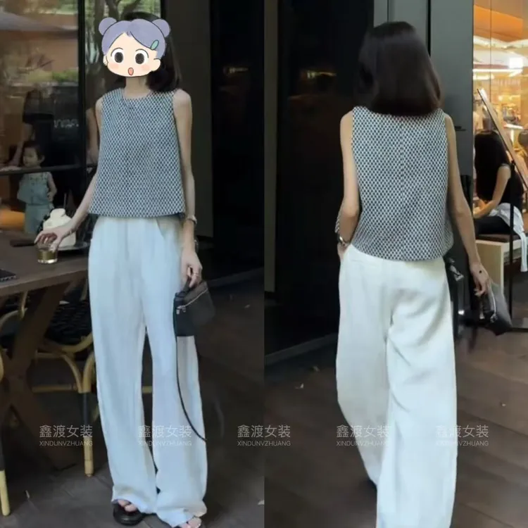 2025夏季新款时尚显瘦气质女士网红洋气两件套百搭款D9921