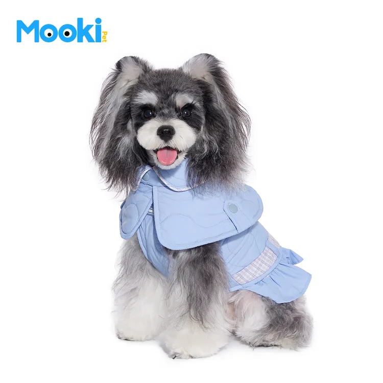 mookipet宠物狗狗服装小型犬比熊雪纳瑞可牵引绗棉披肩衣服两件套