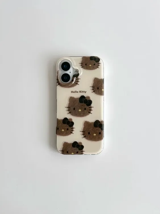 可爱蝴蝶结黑皮KT猫适用苹果17Promax手机壳vivo华为oppo小米防摔