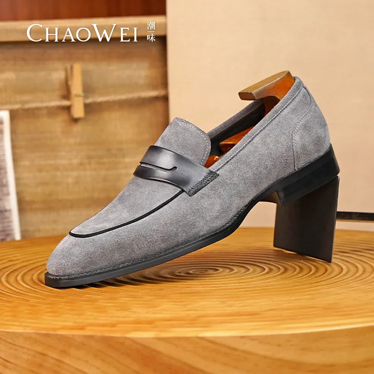 潮味夏季绒面牛京轻奢潮流穿搭欧版时尚懒人一脚蹬便士乐福鞋B212