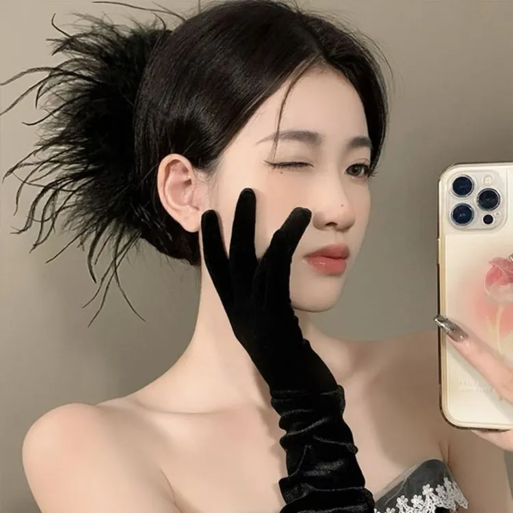 网红爆款羽毛抓夹百搭飘逸气质时尚优雅发夹ins纯欲风毛毛夹法式