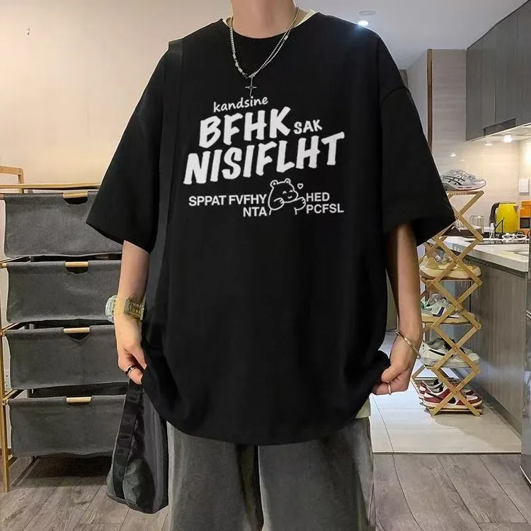 美式宽松大码300斤复古t恤男圆领短袖夏季百搭半袖印花高街体恤