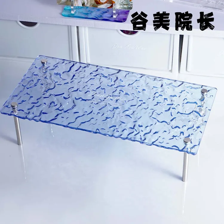 【谷美院长】亚克力水波纹装饰石头纹版平面透明展示架高颜值收纳