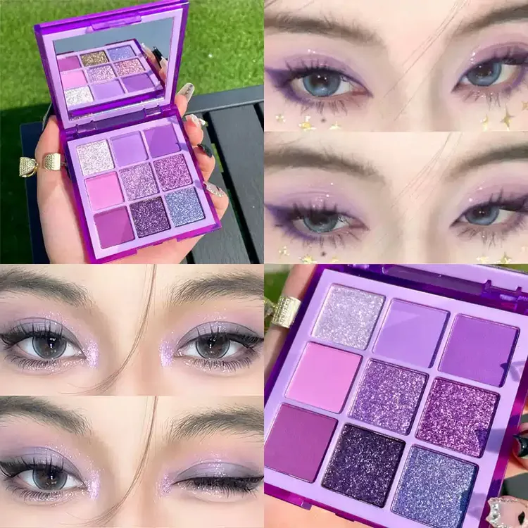 紫气东来树莓酱紫九色眼影珠光细闪偏光哑光提亮钻石持久多巴胺色