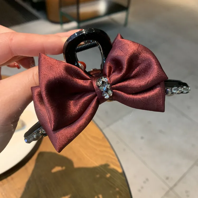 GOBJNKO韩版气质复古酒红大抓夹13公分女日韩森系抓夹优雅时尚