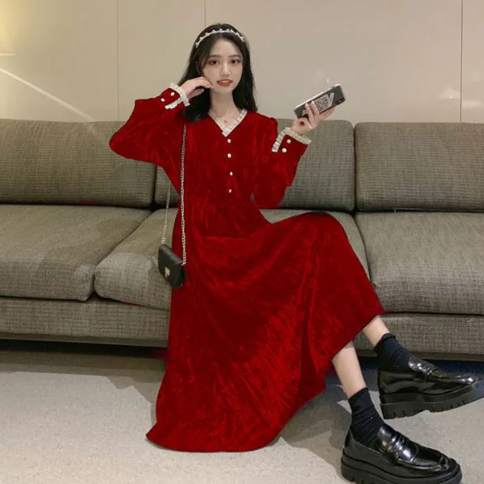 内搭裙子女秋冬打底领仙黑色长裙小黑裙赫本法式小众连衣裙