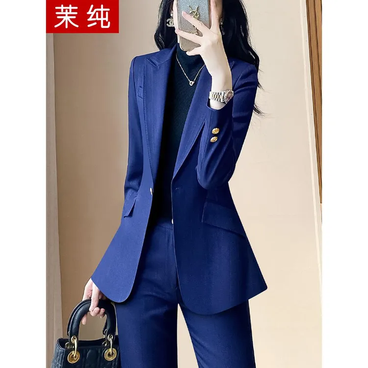时尚洋气女紫色条纹盐系轻熟西装高级感干练气质通勤女装职业正装