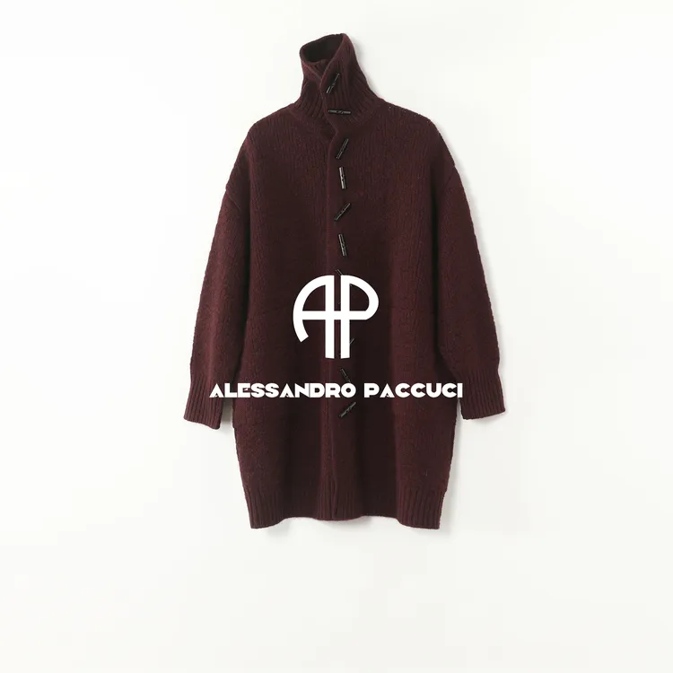 AP洛哥54274SK【红丝绒蛋糕】牦牛绒+羊毛高领牛角扣时尚针织开衫