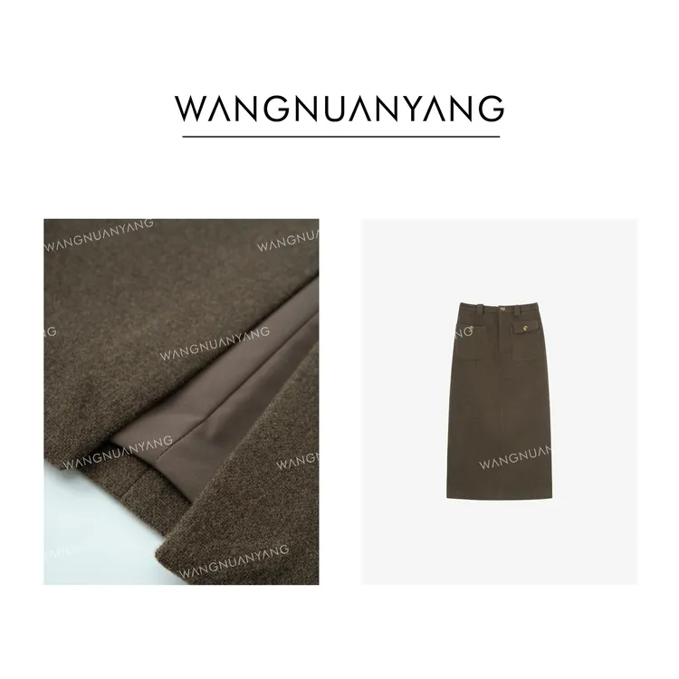 【王暖阳】一叶知秋|秋冬款复古毛呢直筒半身裙