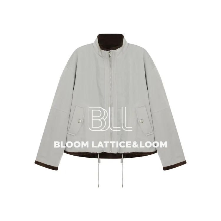 PCNY不理理“浅灰雾感”宽松百搭保暖毛毛立领派克服外套