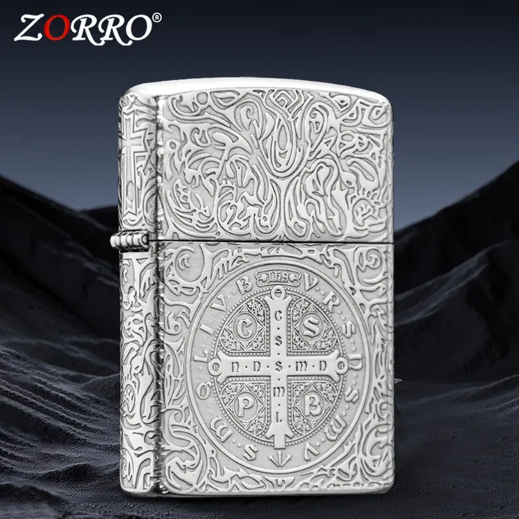 ZORRO经典镀银圣徒康银色高档创意个性节日送朋友佐罗打火机礼品~
