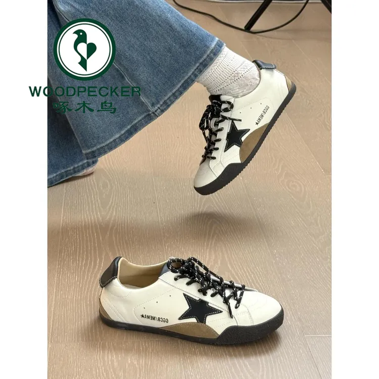 啄木鸟厚底内增高4.5cm板鞋女夏秋新款星星鞋阿甘运动休闲德训鞋