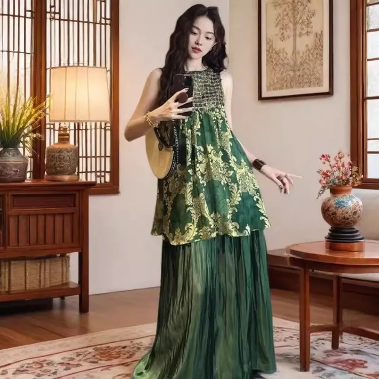 AVLINVA【斑斓山】新中式国风连衣裙子2025新款今年流行爆款剪花