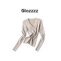 【Glozzzz】静奢打底 V领针织衫显瘦百搭打底气质长袖上衣D T325