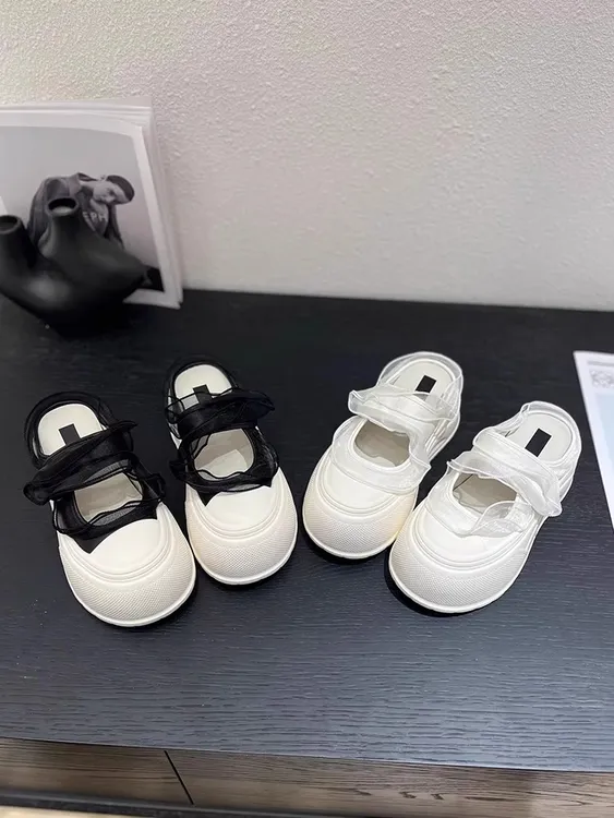 小个子7cm厚底包头拖鞋女2025夏季新款网纱玛丽珍小众增高半拖鞋