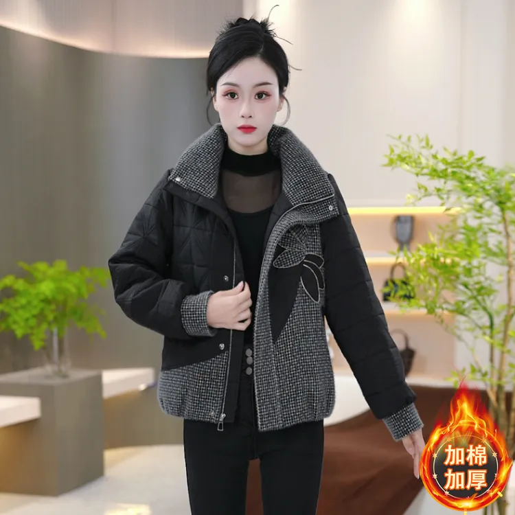 翻领纯色气质保暖时尚加厚棉服新款宽松2025年冬季【SJYH3963】