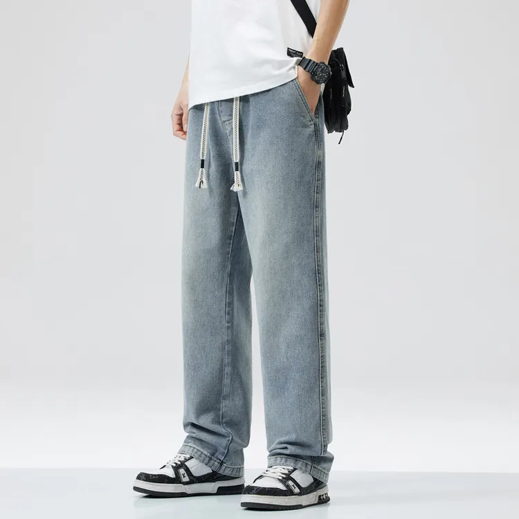 金盾春夏爆款牛仔直筒宽松潮牌阔腿美式复古高街百搭休闲长裤