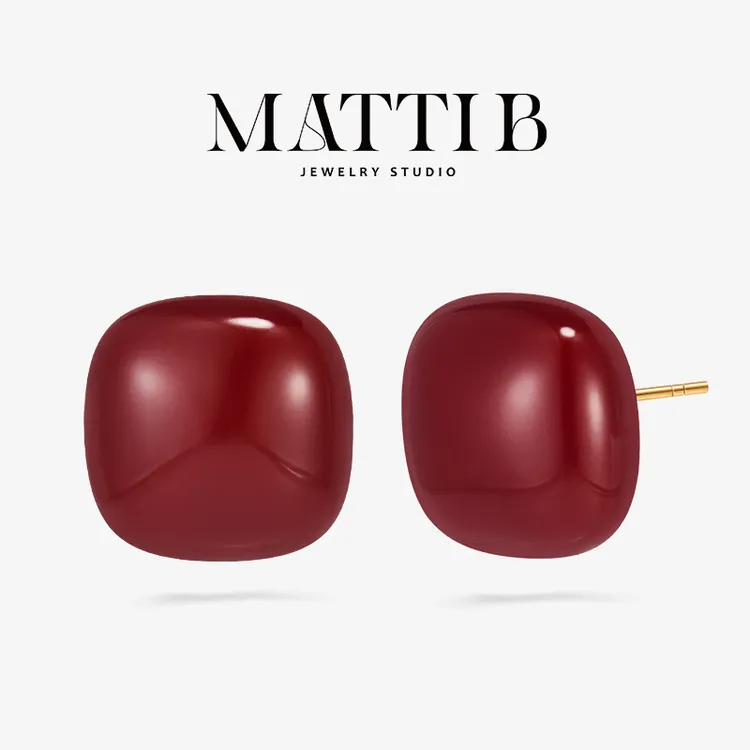 铜合金仿珍珠耳饰 复古时尚港风气质超显白红色新爆款耳钉女2061 